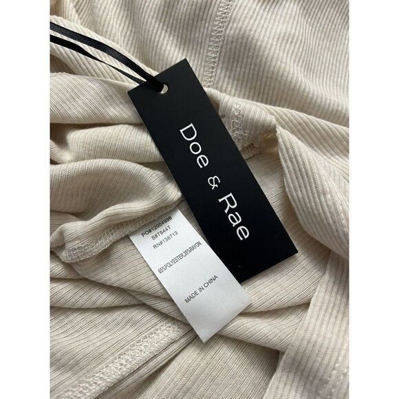 Doe & Rae Large Knit Sleeveless Long Blouse Tunic Tan Light Brown Ribbed NWT - Picture 4 of 4